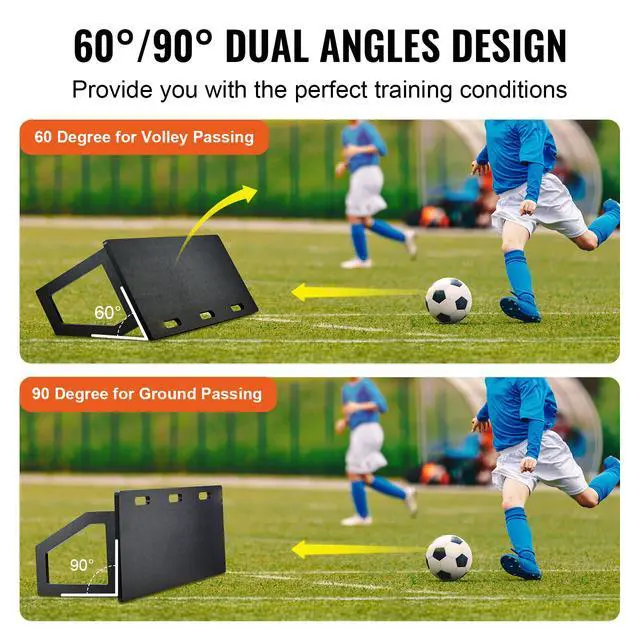 Alt view image 10 of 14 - VEVOR Soccer Rebounder Board, 45"X18" Portable Soccer Wall with 2 Angles Rebound, Foldable HDPE Kickback Rebound Board, Soccer Training Equipment for Kids and Adults, Passing & Shooting Practice
