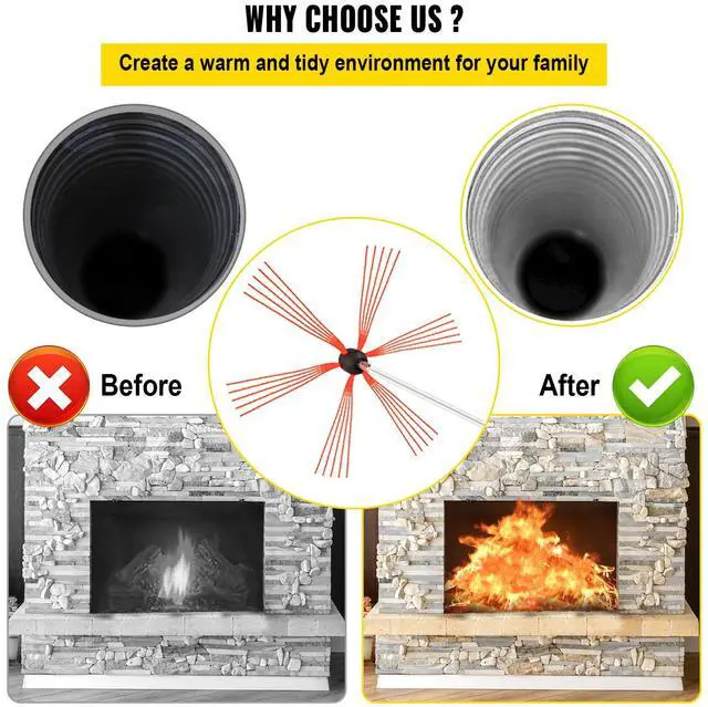 Alt view image 6 of 7 - Chimney Sweep Kit 26FT Length, Chimney Brush Kit with 8 Nylon Flexible Rods and 2 Brush Head, Rotary Chimney Cleaning Kit Driven by Drill, Chimney Cleaning Tool Kits for Sweeping Fireplace