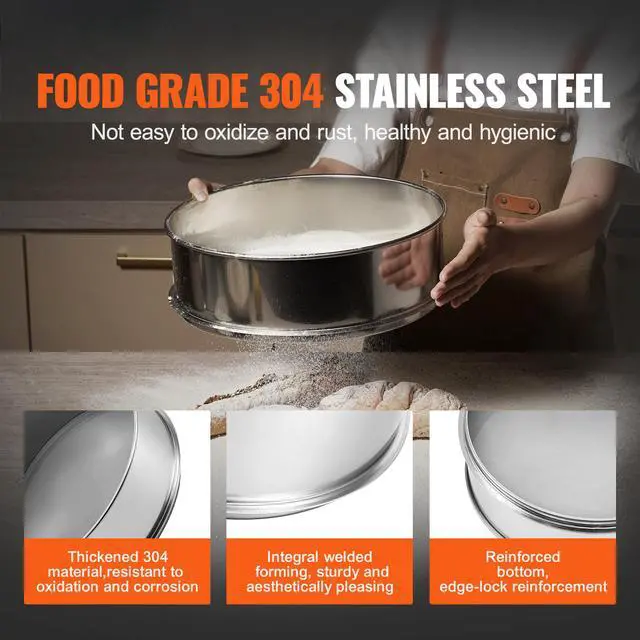 Alt view image 9 of 14 - VEVOR Flour Sieve Fine Mesh Stainless Steel 150 Mesh Flour Sifter for Baking