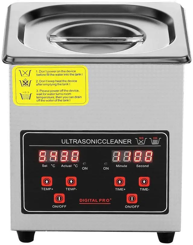 Alt view image 8 of 14 - VEVOR Ultrasonic Cleaner with Digital Timer & Heater, Professional Ultra Sonic Jewelry Cleaner, Stainless Steel Heated Cleaning Machine for Glasses Watch Rings Small Parts Circuit Board (2L)