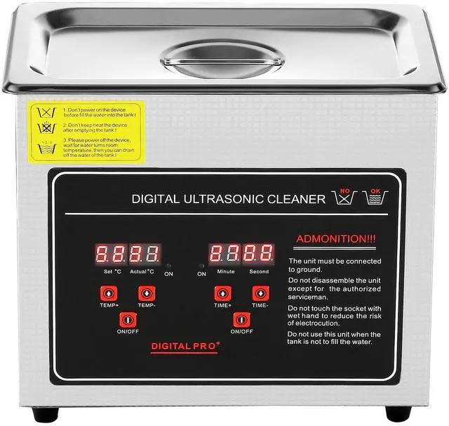Alt view image 8 of 14 - VEVOR Ultrasonic Cleaner with Digital Timer & Heater, Professional Ultra Sonic Jewelry Cleaner, Stainless Steel Heated Cleaning Machine for Glasses Watch Rings Small Parts Circuit Board (6L)