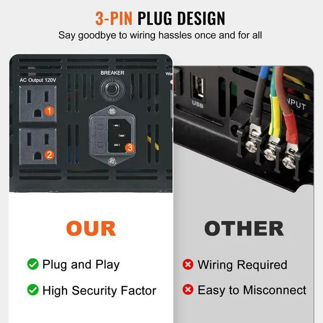 Alt view image 11 of 14 - VEVOR 2500W Sump Pump Battery Backup System, LCD Display, Auto Switches to Battery Inverter Power for Continuous Sump Pump Operation, Sump Pump Battery Backup Inverter for Emergency and Power Outage