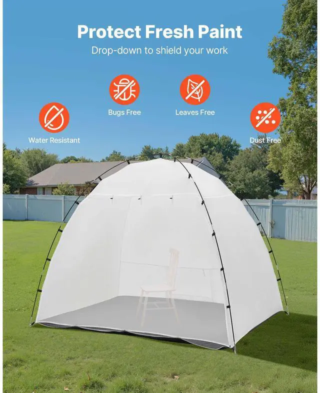 Alt view image 6 of 8 - VEVOR Portable Paint Booth Tent, 91.7 x 67.7 x 74.8 inch Painting Tent Station, Spray Shelter with Built-in Floor & Mesh Screen, Large Space, Oxford Spray Painting Tents for Cupboard, Chairs, Tables