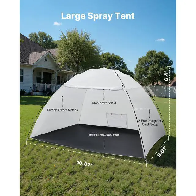 Alt view image 3 of 8 - VEVOR Portable Paint Booth Tent, 115.35 x 90.55 x 74 inch Painting Tent Station, Spray Shelter with Built-in Floor & Mesh Screen, Large Space, Oxford Spray Painting Tents for Cupboard, Chairs, Tables