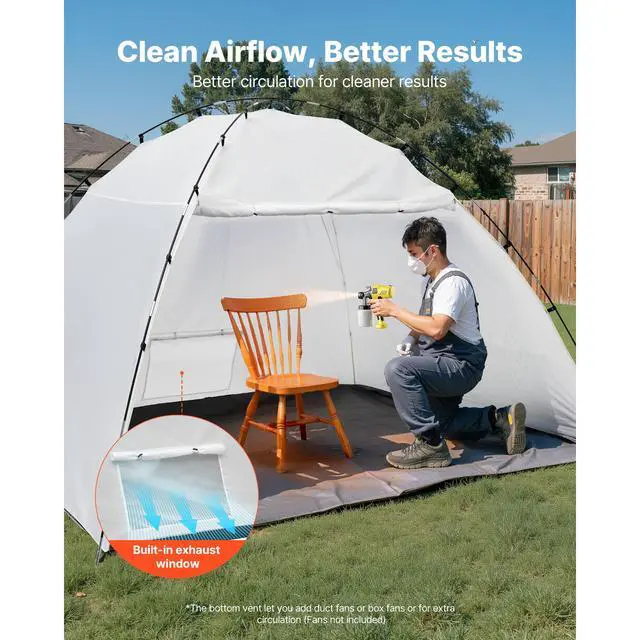 Alt view image 4 of 8 - VEVOR Portable Paint Booth Tent, 115.35 x 90.55 x 74 inch Painting Tent Station, Spray Shelter with Built-in Floor & Mesh Screen, Large Space, Oxford Spray Painting Tents for Cupboard, Chairs, Tables