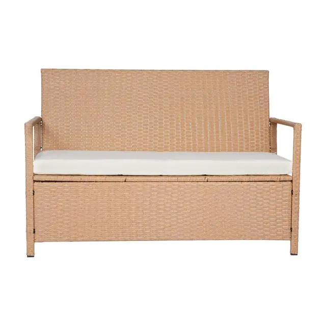 Alt view image 8 of 14 - Outdoor Storage Bench PE Rattan 70Gal Deck Box Waterproof Outdoor Seat & Storage