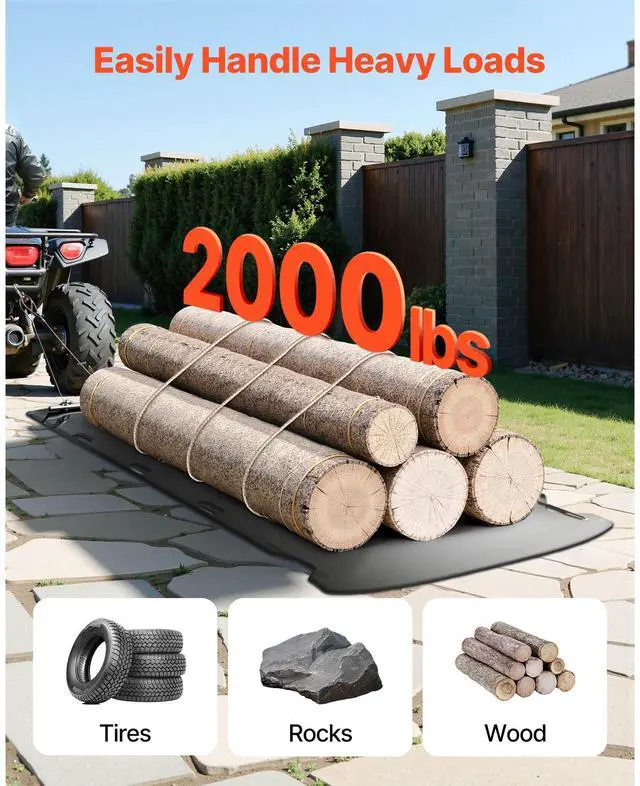 Alt view image 3 of 8 - Yard Drag Sled 110 x 46 in 2000lbs Heavy Duty HDPE Glider Hauler Mat Pull Cable