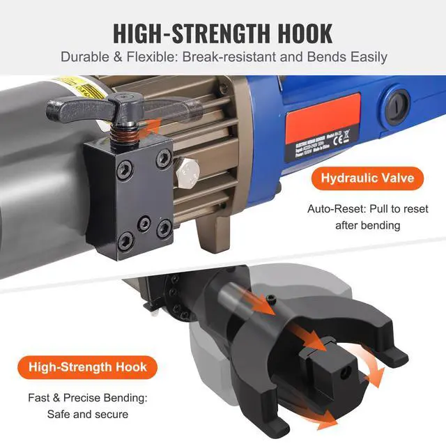 Alt view image 6 of 7 - Electric Hydraulic Rebar Bender, 1.2 KW 0.9 inch 22 mm Hand Held Rebar Bender 110 V Portable Electric Rebar Bender, within 5 s