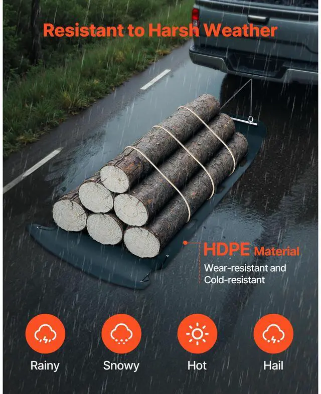 Alt view image 7 of 8 - Yard Drag Sled 110 x 46 in 2000lbs Heavy Duty HDPE Glider Hauler Mat Pull Cable