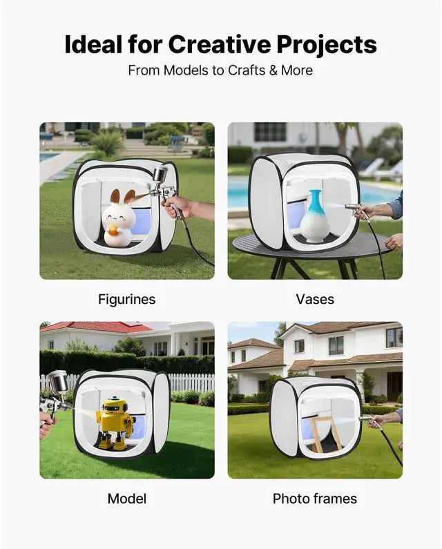 Alt view image 7 of 8 - VEVOR Portable Paint Booth Tent, 15.94 x 15.94 x 16.9 inch Pop-Up Portable Spray Paint Tent with Mesh Door, Spray Painting Tents for Small Models, Sculptures, Vases, Photo Frames, Pop-Up Design