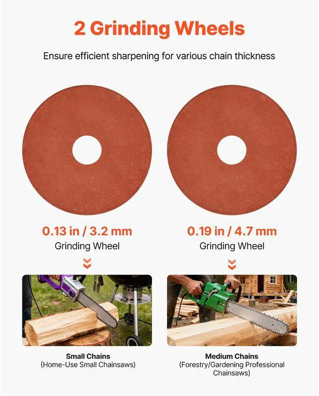 Alt view image 5 of 8 - VEVOR Electric Chainsaw Sharpener, 85W Bench Saw Chain Sharpener 5000RPM, Professional Chainsaw Sharpening Tool with 2 Grinding Wheels for Woodworking, Logging, Gardening