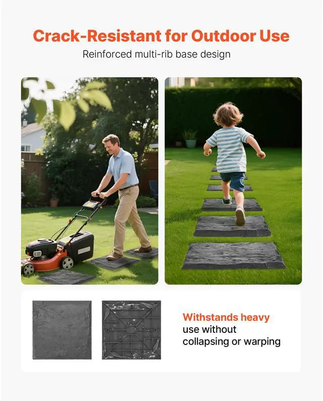 Alt view image 10 of 14 - Decorative Stepping Stones with Stakes 8Pcs 15.5x15.5 in Walkway Pavers Grey