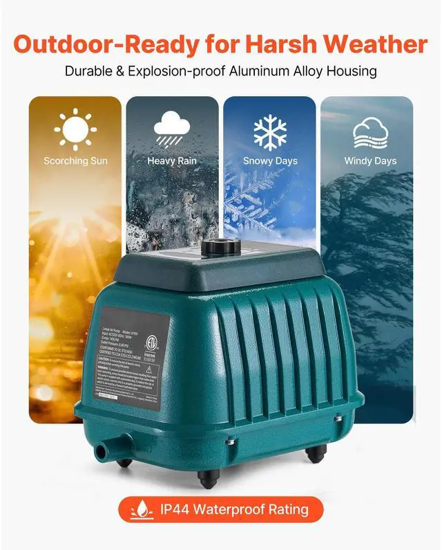 Alt view image 6 of 8 - VEVOR Linear Air Pump Septic Aerator Pump 2219.04GPH Aeration for 11ft Deep Pond