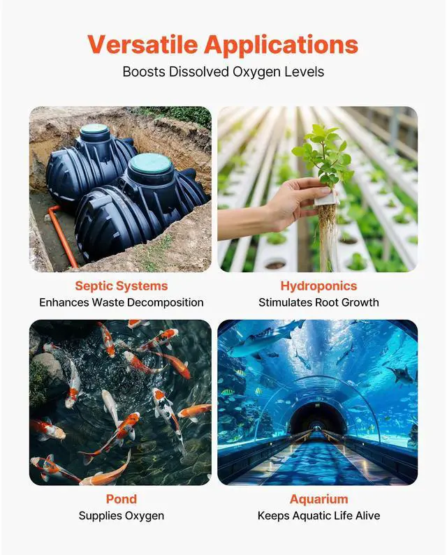 Alt view image 7 of 8 - VEVOR Linear Air Pump Septic Aerator Pump 2219.04GPH Aeration for 11ft Deep Pond