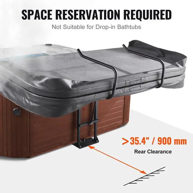 Alt view image 13 of 14 - VEVOR Hot Tub Cover Lift, Spa Cover Lift, Hydraulic, Height 33.1" - 41.3" Width 53.1" - 92.5" Adjustable, Installed Underneath on one Sides, Suitable for Various Sizes of Hot Tubs, Spa