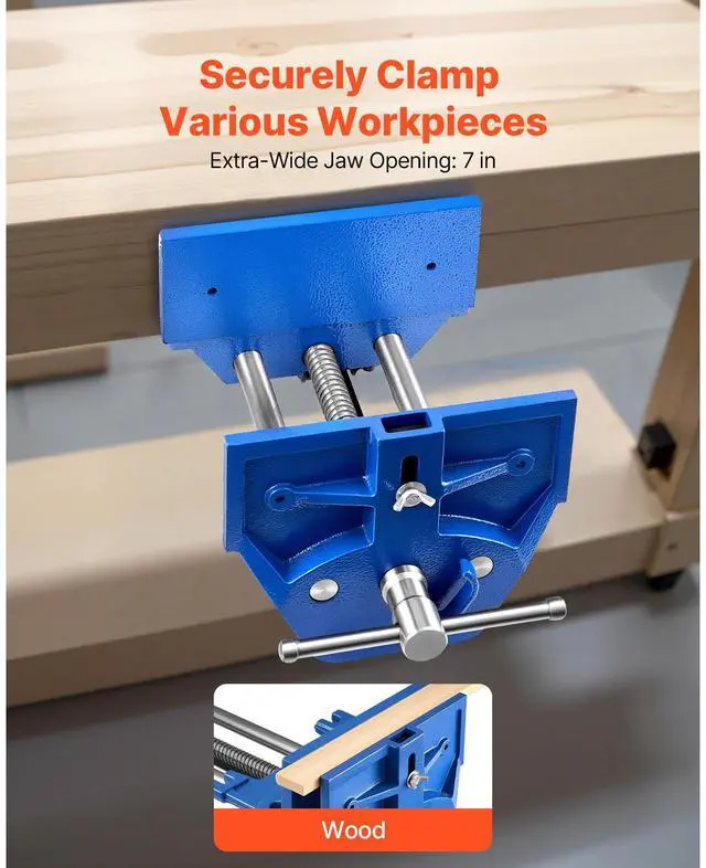 Alt view image 3 of 8 - VEVOR Woodworking Vise, 7 Inch Jaw Width, Quick Release Wood Bench Vise, 8 Inch Max Jaw Opening, Heavy-duty Cast Iron Construction, Workbench Vice with Adjustable Front Stop, for Woodworking Drilling