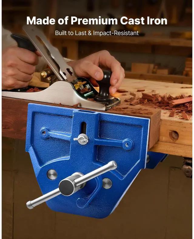 Alt view image 4 of 8 - VEVOR Woodworking Vise, 7 Inch Jaw Width, Quick Release Wood Bench Vise, 8 Inch Max Jaw Opening, Heavy-duty Cast Iron Construction, Workbench Vice with Adjustable Front Stop, for Woodworking Drilling