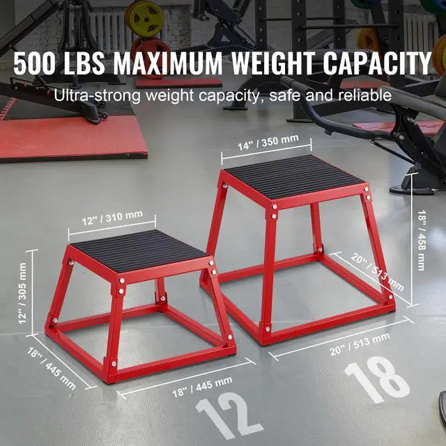Alt view image 9 of 14 - VEVOR Plyometric Jump Box, 12 Inch Plyo Box, Steel Plyometric Platform and Jumping Agility Box, Anti-Slip Fitness Exercise Step Up Box for Home Gym Training, Conditioning Strength Training, Red