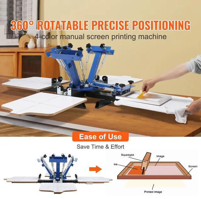 Alt view image 10 of 15 - VEVOR 4 Color 4 Station Silk Screening Screenprint Press Screen Printing Machine