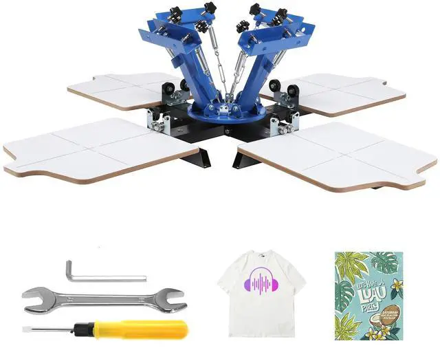 Alt view image 9 of 15 - VEVOR 4 Color 4 Station Silk Screening Screenprint Press Screen Printing Machine