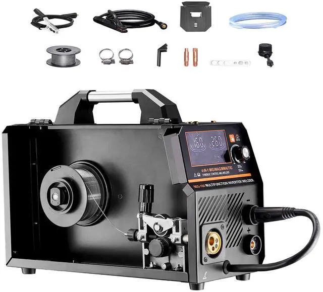 Main image of MIG Welder, 160A Synergic Mig Welding Machine, 4-in-1 Gas MIG/Flux Core MIG/Stick/Lift TIG Multi-Process Welder Machine, 110V/220V Dual Voltage Mig Welder with IGBT Inverter & LCD Screen Display