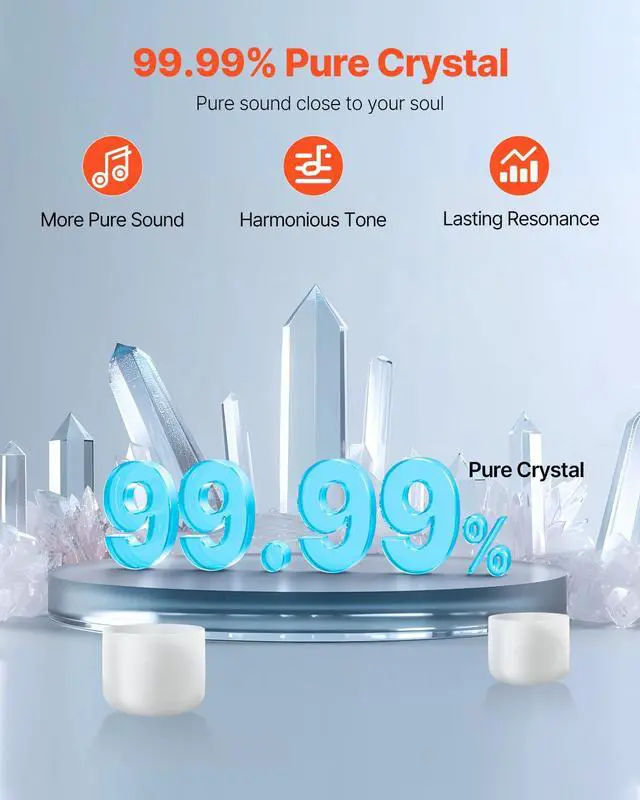 Alt view image 10 of 14 - VEVOR 2PCS Crystal Singing Bowls 8" and 10" A & F Note Singing Bowls with Carrying Bag