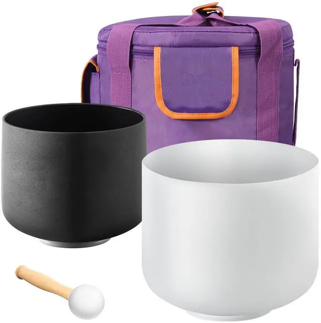 Alt view image 8 of 14 - VEVOR 2PCS Crystal Singing Bowls 8" and 10" A & F Note Singing Bowls with Carrying Bag