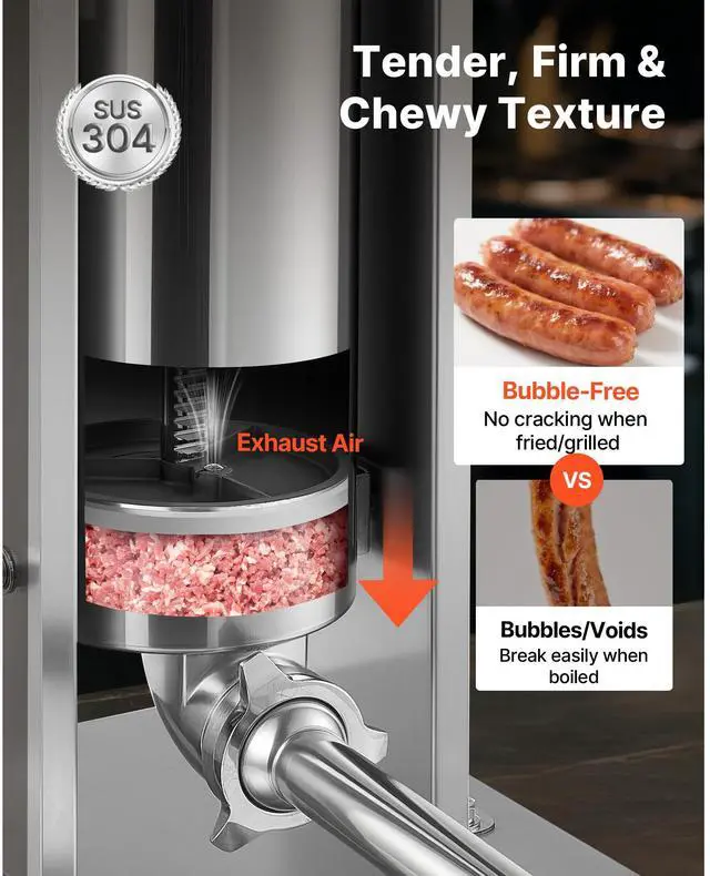 Alt view image 4 of 8 - VEVOR Manual Sausage Stuffer 11 LBS / 5 L with 5 Tubes for Commercial & Home
