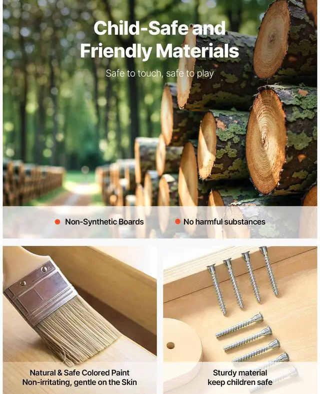 Alt view image 4 of 8 - VEVOR Indoor Playground Jungle Gym 7-in-1 Wooden Indoor Playground for Kids