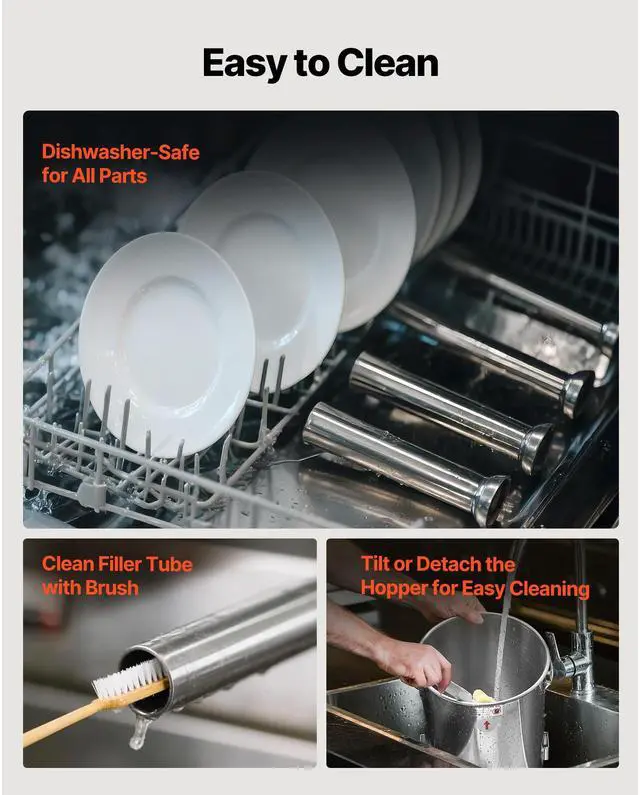 Alt view image 7 of 8 - VEVOR Manual Sausage Stuffer 11 LBS / 5 L with 5 Tubes for Commercial & Home