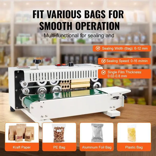 Alt view image 6 of 10 - VEVOR Continuous Bag Band Sealing Machine Horizontal Band Sealer Count Function