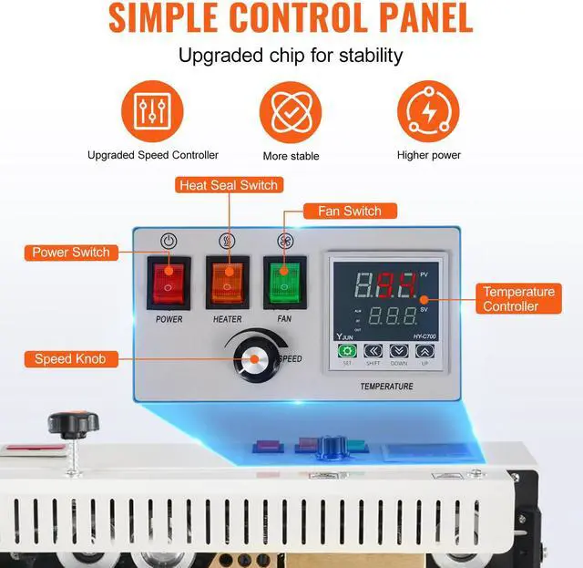 Alt view image 9 of 10 - VEVOR Continuous Bag Band Sealing Machine Horizontal Band Sealer Count Function