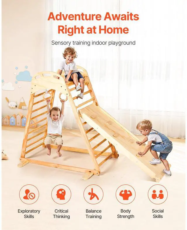 Alt view image 6 of 8 - VEVOR Indoor Playground Jungle Gym 4-in-1 Toddlers Climber Playset for Kids