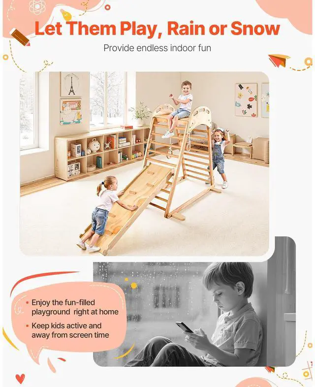 Alt view image 7 of 8 - VEVOR Indoor Playground Jungle Gym 4-in-1 Toddlers Climber Playset for Kids