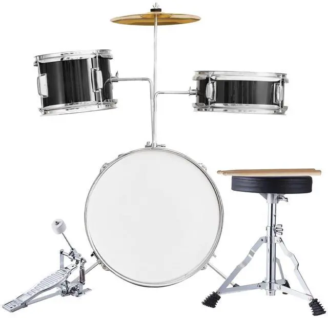 Alt view image 8 of 14 - VEVOR Kids Drum Set, 3-Piece, 14 in Beginner Drum Set with Adjustable Throne Cymbal Pedal Two Pairs of Drumsticks, 8'' Tom Drum 10'' Snare Drum 14'' Bass Drum, Starter Drum Kit for Child Kids, Black