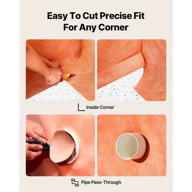 Alt view image 6 of 8 - VEVOR Waterproof Membrane for Shower, 4 x 128 ft 504 sq.ft Waterproofing Tile Membrane, 20 mil Thickness Polyethylene Fabric Roll, Easy to Cut for Bathroom, Kitchen, Sauna, Walls, Underlayment