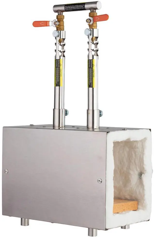 Main image of Portable Propane Forge, 2 Burners, 2600 Tool and Knife Making Blacksmithing Farrier Forge, Large Capacity Square Shape, Stainless Steel Gas Forging Tools and Equipment, Use for Metal Forging