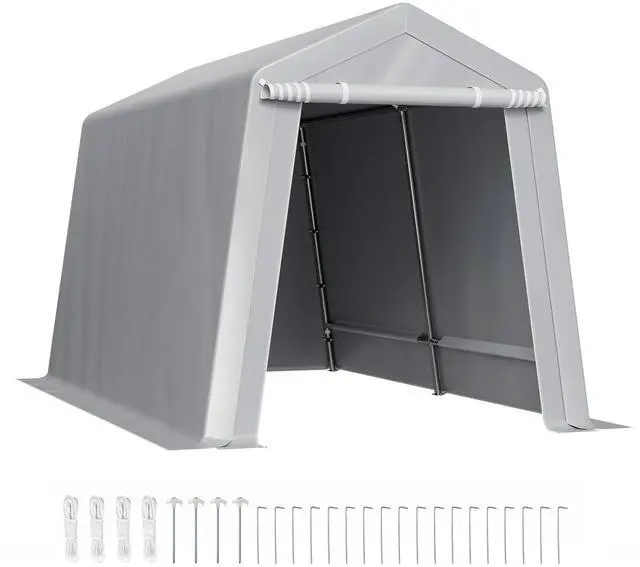 Alt view image 9 of 15 - VEVOR Portable Shed Outdoor Storage Shelter, 7 x 12 x 7.36 ft Heavy Duty All-Season Instant Storage Tent Tarp Sheds with Roll-up Zipper Door and Ventilated Windows For Motorcycle, Bike, Garden Tools