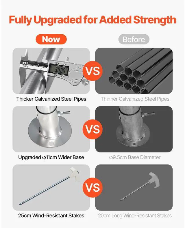 Alt view image 12 of 15 - VEVOR Portable Shed Outdoor Storage Shelter, 7 x 12 x 7.36 ft Heavy Duty All-Season Instant Storage Tent Tarp Sheds with Roll-up Zipper Door and Ventilated Windows For Motorcycle, Bike, Garden Tools