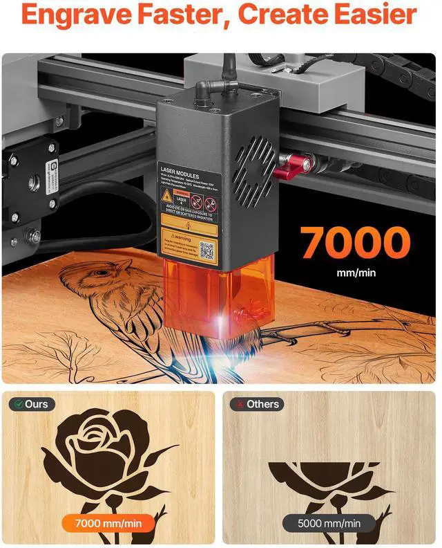Alt view image 3 of 8 - VEVOR Laser Engraver, 10W, Laser Engraving and Cutting Machine with Enclosure, Laser Cutter Engraver Machine, 11.8 x 11.8 in Working Area, 7000 mm/min, for Wood, Leather, Glass, Certain Metal, Class 1