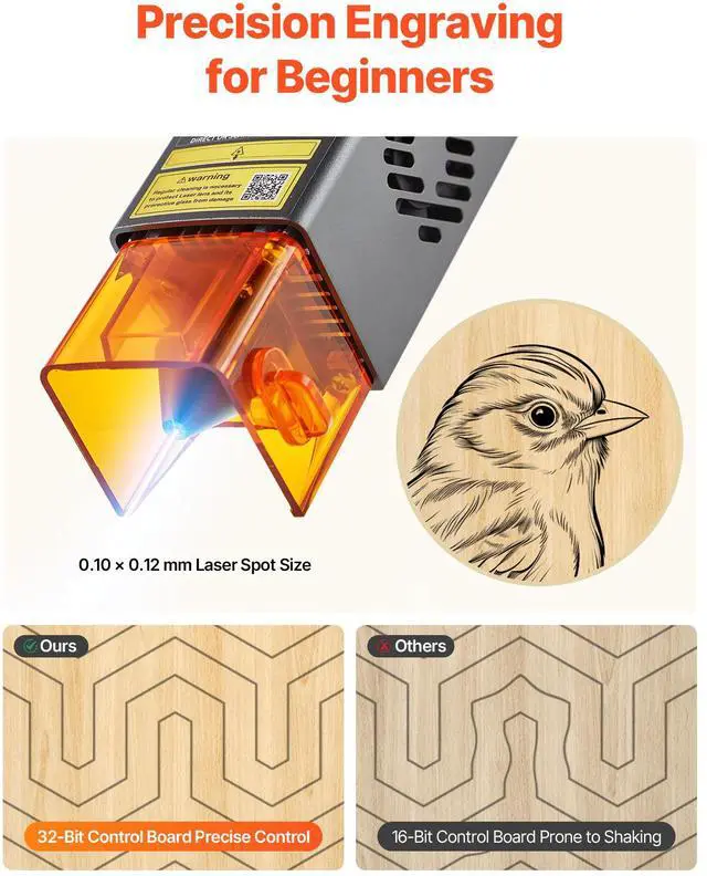 Alt view image 5 of 8 - VEVOR Laser Engraver, 10W, Laser Engraving and Cutting Machine with Enclosure, Laser Cutter Engraver Machine, 11.8 x 11.8 in Working Area, 7000 mm/min, for Wood, Leather, Glass, Certain Metal, Class 1