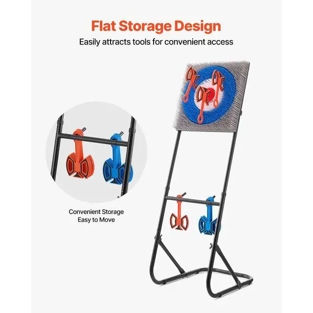 Alt view image 13 of 14 - Axe Throwing Game Plastic Bristle Target with 8 Throwing Axes Set Steel Frame