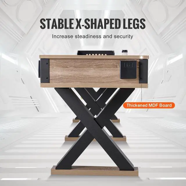 Alt view image 5 of 7 - Shuffleboard Table, 11.5 ft Shuffleboard for Family Game Rooms, 2 in 1 Shuffleboard and Bowling Combo Game Set, with Scratch-Resistant Playfield, Legs, 8 Pucks, Bowling Set, Wax, and Table Brush