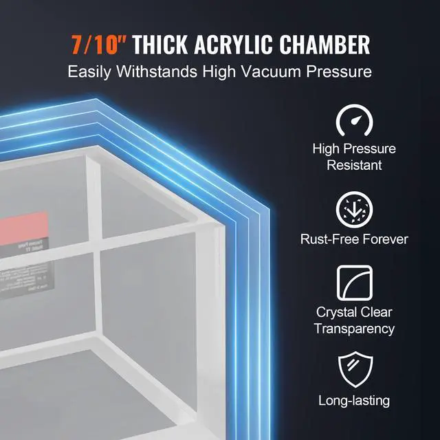 Alt view image 11 of 14 - VEVOR 2 Gallon Vacuum Chamber, Upgraded Multipurpose Acrylic Vacuum Degassing Chamber, Transparent Vacuum Chamber, for Resin Degassing, Silica Gel Degassing, Gypsum Degassing and Vacuum Extraction