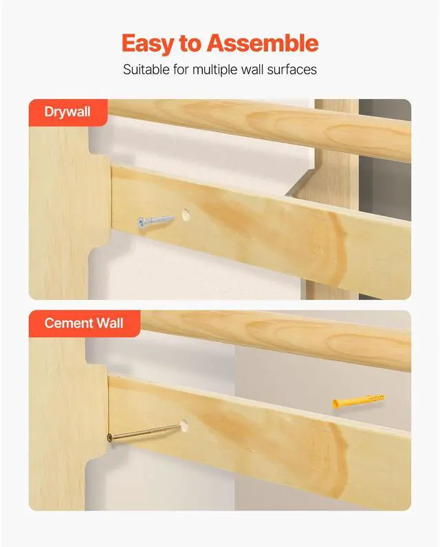 Alt view image 7 of 8 - VEVOR Swedish Ladder Wall Gym 4-in-1 8-Level 220LBS Loading Indoor Jungle Gym