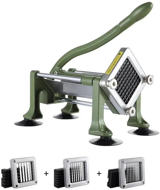 Alt view image 2 of 8 - French Fry Cutter Stainless Steel Potato Vegetable Slicer Chopper 2 Blades