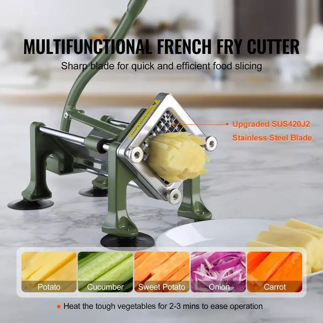 Alt view image 3 of 8 - French Fry Cutter Stainless Steel Potato Vegetable Slicer Chopper 2 Blades