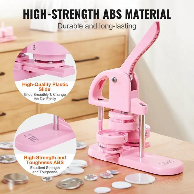 Alt view image 11 of 14 - VEVOR 3-IN-1 Button Maker, 1/1.25/2.28 inch(25/32/58mm) Pin Maker, 300pcs Button Parts,Button Maker Machine with Panda Magic Book,  Ergonomic Arc Handle Punch Press Kit, For Children DIY Gifts, Pink