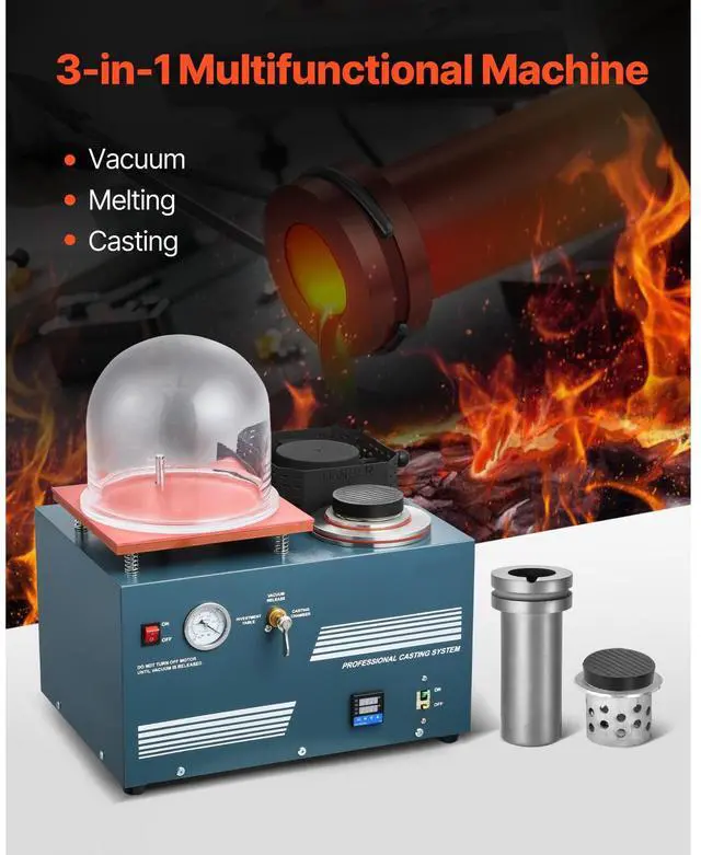 Alt view image 2 of 7 - Vacuum Investing Casting Machine with Melting Furnace, Convenient Oil Injection Port, Precision Pressure Gauge, All-in-One Machine for Casting Jewelry and Melting Scrap, Silver, Gold, Copper