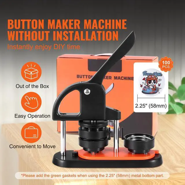 Alt view image 9 of 14 - VEVOR Button Maker Machine, 2.28 inch/58mm Pin Maker with 100pcs Button Parts, Ergonomic Arc Handle Punch Press Kit, Button Maker with Panda Magic Book, For Children DIY Gifts and Christmas